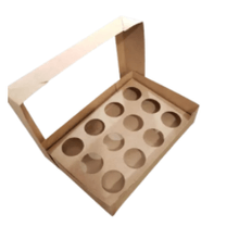 Caixa para Doce Kraft com Visor - 12 doces - 20 x 13 x 4 cm