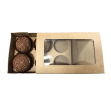 Caixa para Doce Kraft com Visor - 6 doces - 12 x 8 x 3,5 cm