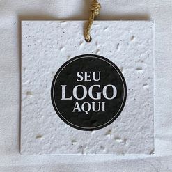 Tag Ecológico Papel Semente Quadrado - Semente de Rúcula - Verso Preto -100 unidades