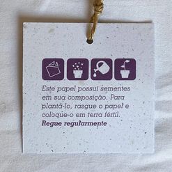Tag Ecológico Papel Semente Quadrado - Semente de Rúcula - Verso Roxo -100 unidades