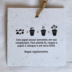Tag Ecológico Papel Semente Quadrado - Semente de Rúcula - Verso Preto -100 unidades
