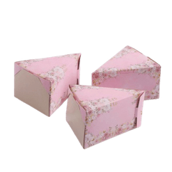 Embalagem Bolo Fatia  Floral - 13 x 10 x 7 cm
