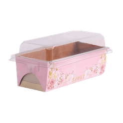 Forma para Bolo Forneável Floral com Tampa - 18,5 x 6,5 x 5,5 cm