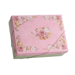 Caixa para Presente com Tampa Floral - 24 x 18 x 8 cm
