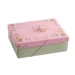 Caixa para Presente com Tampa Floral - 24 x 18 x 8 cm