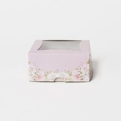 Caixa para 4 Doces ou Bolo/Torta Floral - 8,5 x 8,5 x 4 cm