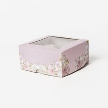 Caixa para 4 Doces ou Bolo/Torta Floral - 8,5 x 8,5 x 4 cm