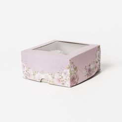 Caixa para 4 Doces ou Bolo/Torta Floral - 8,5 x 8,5 x 4 cm