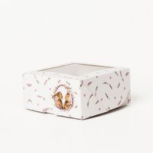 Caixa para doces com visor Páscoa Lavanda - 8,5 x 8,5 x 4 cm