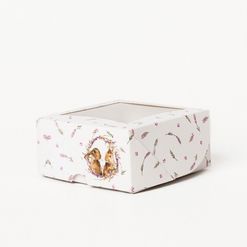 Caixa para doces com visor Páscoa Lavanda - 8,5 x 8,5 x 4 cm