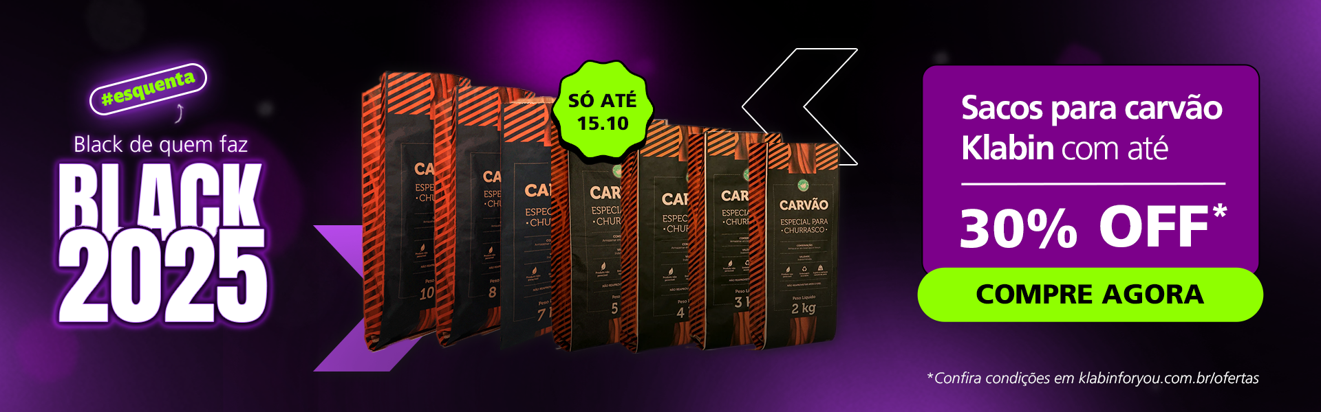 Esquenta Blac k - Sacos para Carvão até 30% off